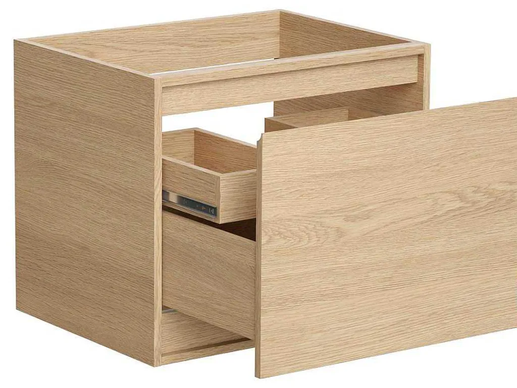 Meubel Onder Wastafel Met Engelse Lade - Eikenfineer - 60 Cm - Mesliva-Vente-unique Hot