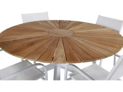 Mexico Tuinmeubelset Tafel O140Cm En 4 Stoel Santorini Wit, Naturel.-Vente-unique Sale