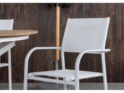 Mexico Tuinmeubelset Tafel O140Cm En 4 Stoel Santorini Wit, Naturel.-Vente-unique Sale