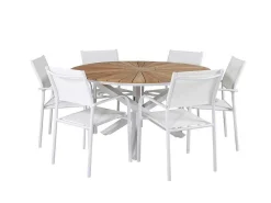 Mexico Tuinmeubelset Tafel O140Cm En 6 Stoel Santorini Wit, Naturel.-Vente-unique Online