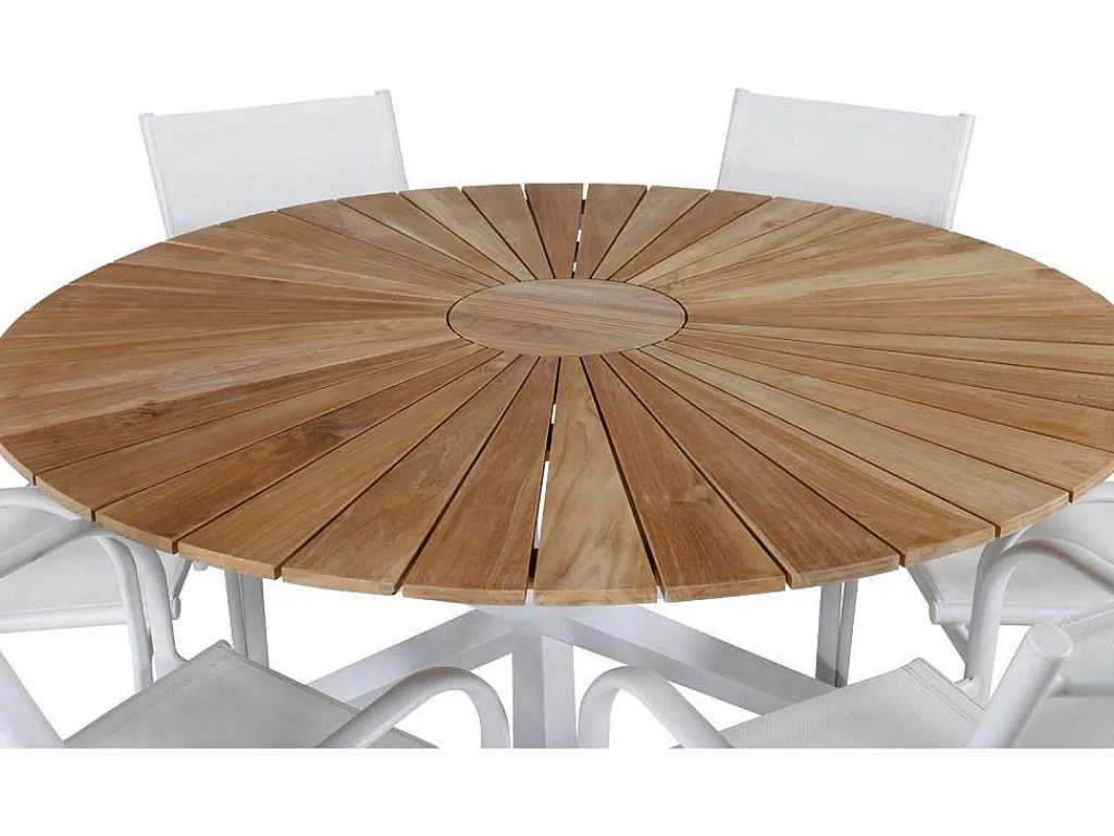 Mexico Tuinmeubelset Tafel O140Cm En 6 Stoel Santorini Wit, Naturel.-Vente-unique Online