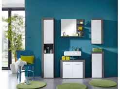 Miamimaine Spiegel Bad 3 Open Vakken Rookzilver.-Vente-unique Clearance