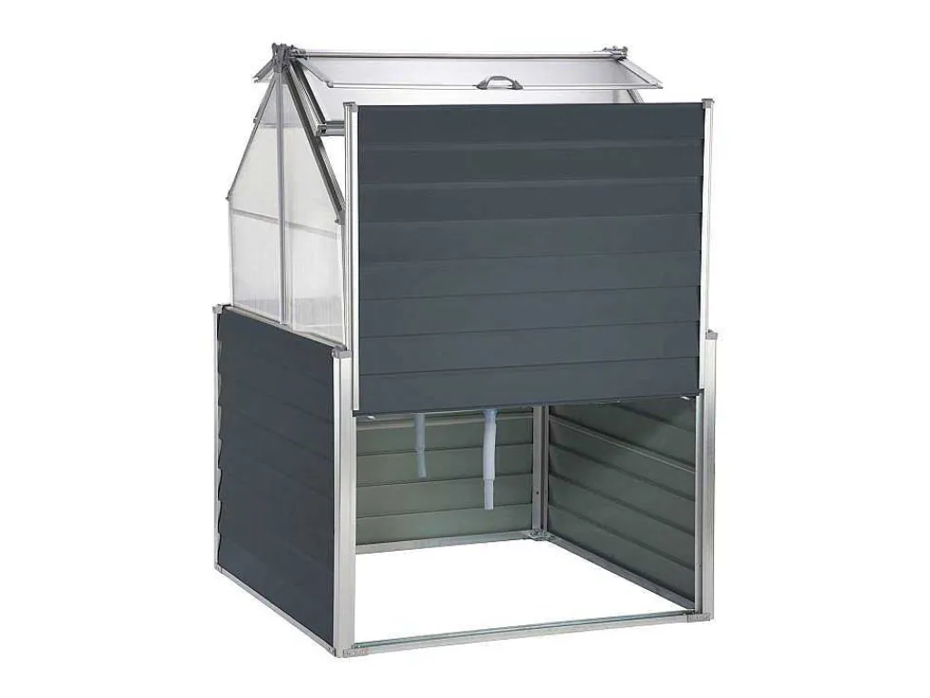 Mini-Tuinkas Van Polycarbonaat En Structuur Van Aluminium - L120 X B120 X H169 Cm - Antraciet - Genista-EXPERTLAND Hot