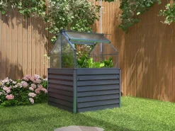 Mini-Tuinkas Van Polycarbonaat En Structuur Van Aluminium - L120 X B120 X H169 Cm - Antraciet - Genista-EXPERTLAND Hot