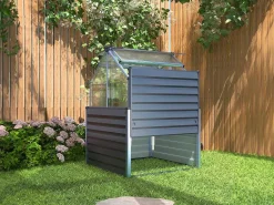 Mini-Tuinkas Van Polycarbonaat En Structuur Van Aluminium - L120 X B120 X H169 Cm - Antraciet - Genista-EXPERTLAND Hot