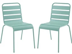 Mirmande Metalen Eettafelset Voor Buiten - Een Tafel D.110 Cm En 4 Stapelbare Stoelen - Amandelgroen-MYLIA Hot