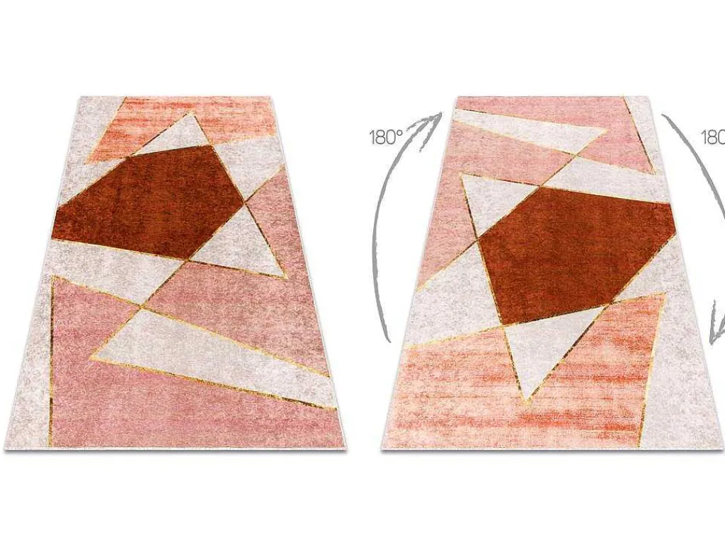 Miro 52097.802 Tapijt Wasbaar Geometrisch Antislip - Roze 120X170 Cm-RugsX Best