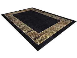Miro 51223.806 Tapijt Wasbaar Kader, Grieks Antislip - Zwart / Goud 200X290 Cm-RugsX Outlet