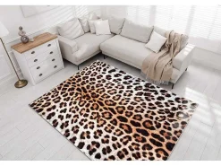 Miro 51568.804 Tapijt Wasbaar Luipaardpatroon Antislip - Creme / Bruin 120X170 Cm-RugsX Outlet
