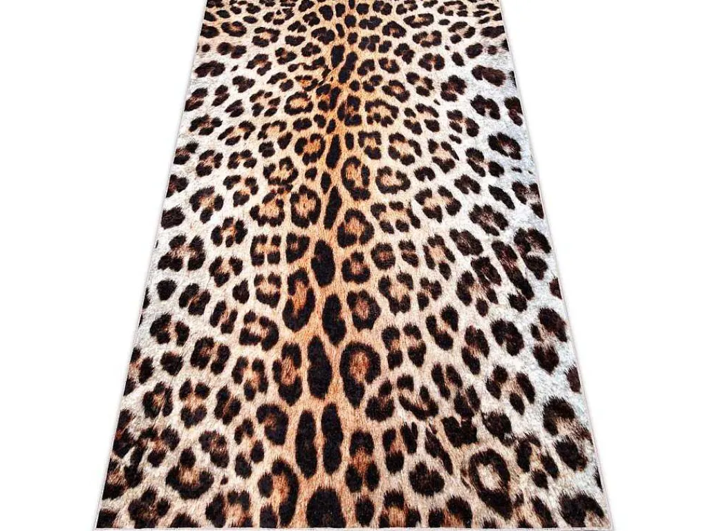 Miro 51568.804 Tapijt Wasbaar Luipaardpatroon Antislip - Creme / Bruin 120X170 Cm-RugsX Outlet