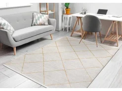Modern Tapijt Duke 51245 Creme / Goud - Latwerk, Gestructureerd, Zeer 140X190 Cm-RugsX