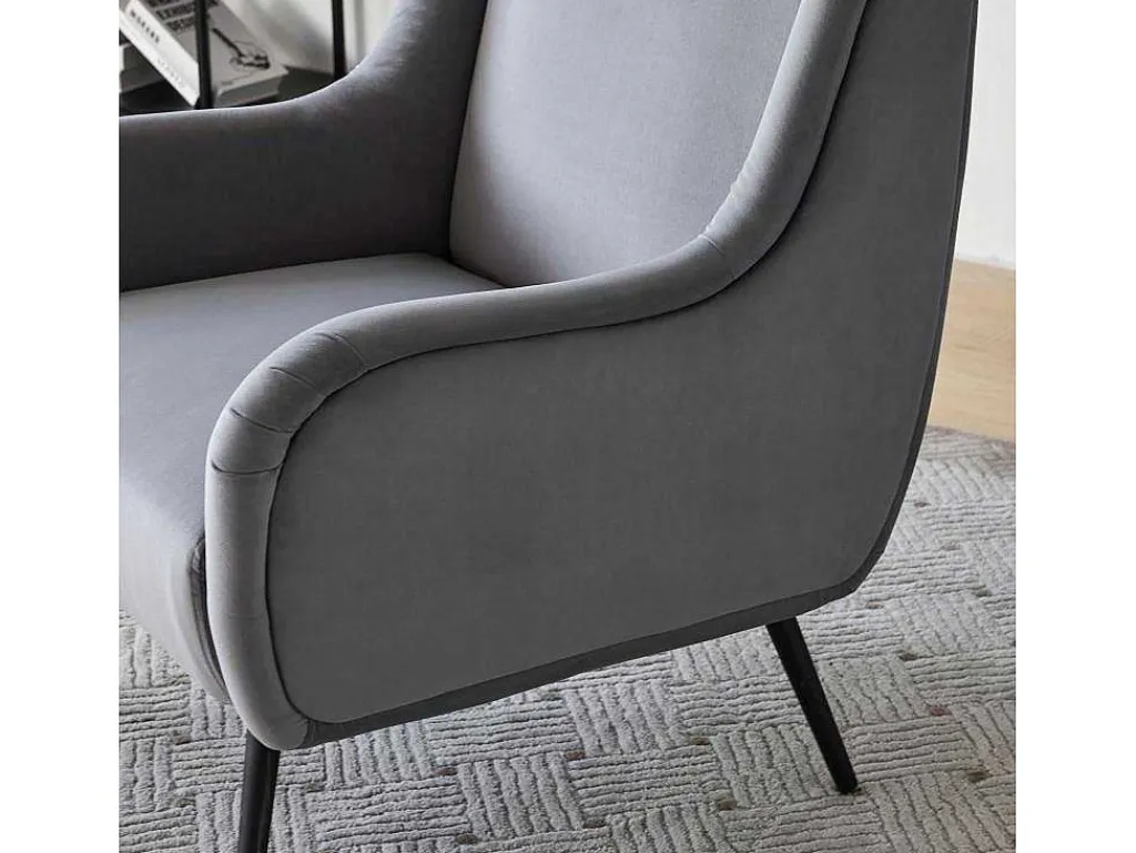 Moderne Loungestoel - Enkele Bank Met Armleuningen - Metalen Poten - Grijs-ModernLuxe Discount