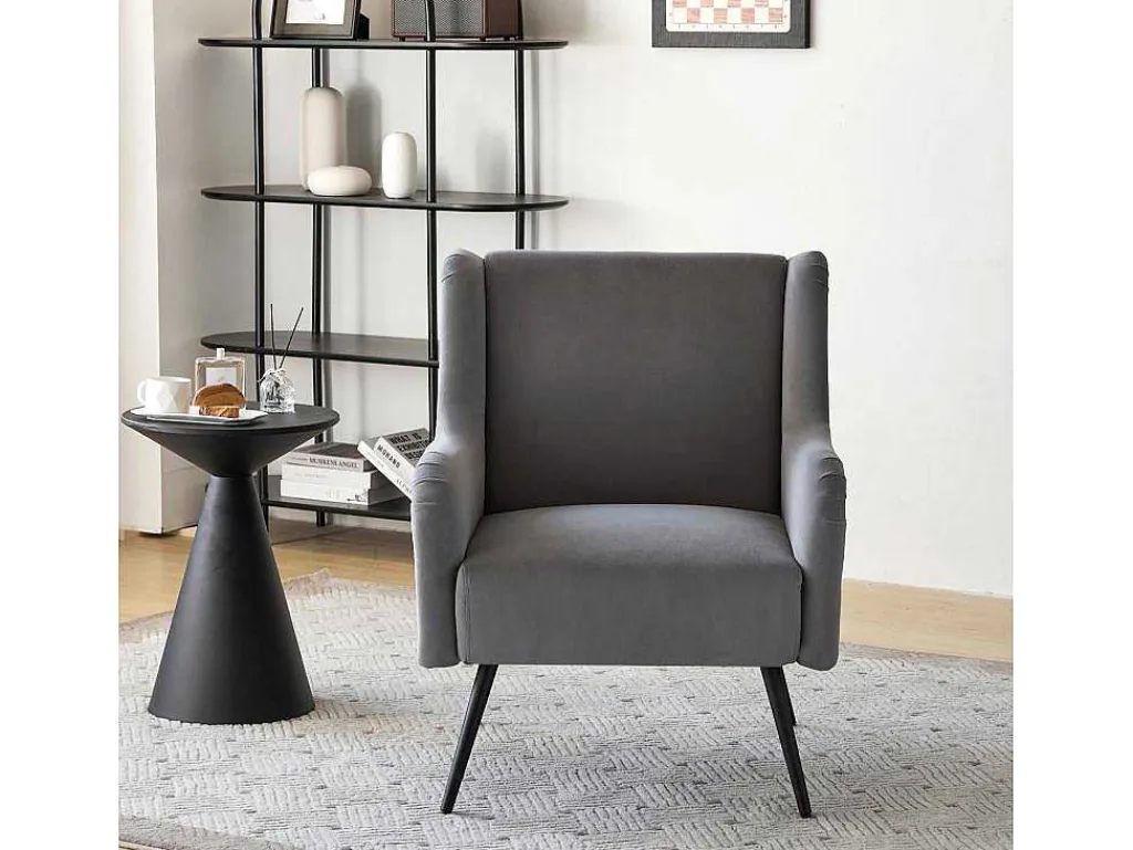 Moderne Loungestoel - Enkele Bank Met Armleuningen - Metalen Poten - Grijs-ModernLuxe Discount