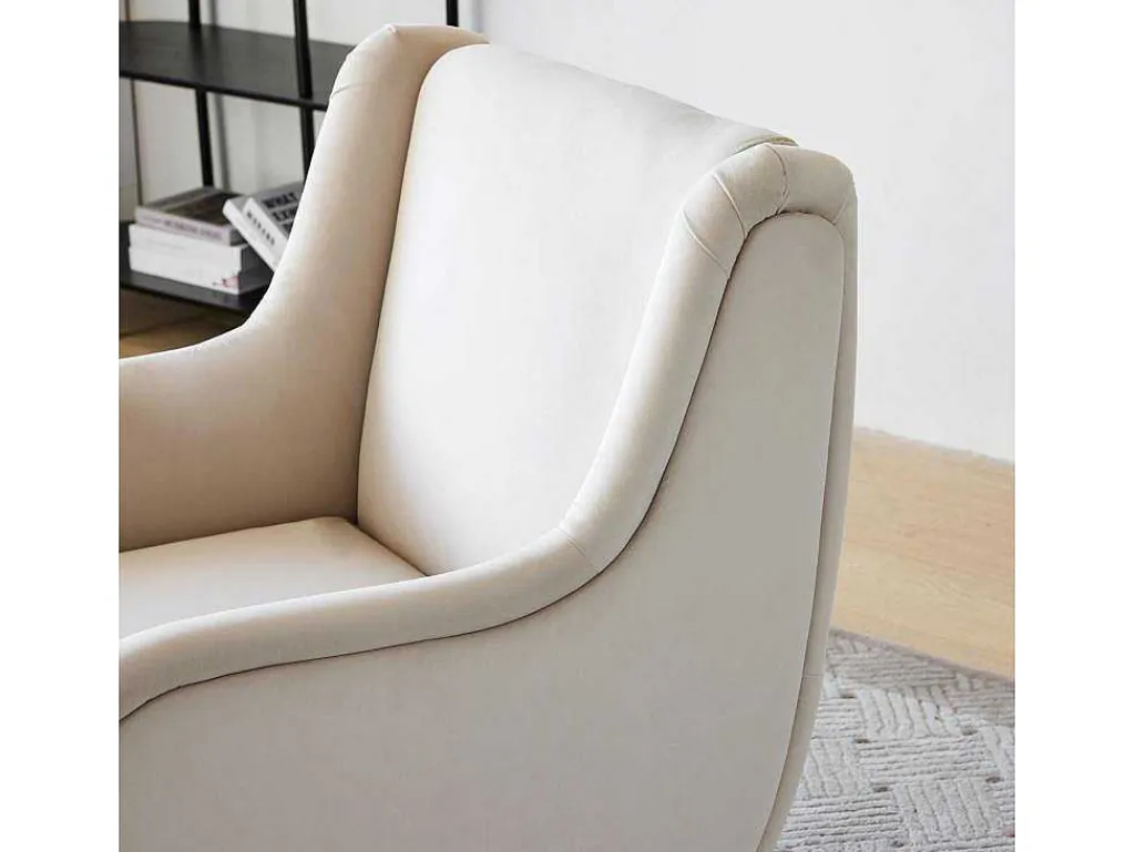 Moderne Loungestoel - Enkele Bank Met Armleuningen - Metalen Poten - Beige-ModernLuxe