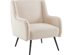 Moderne Loungestoel - Enkele Bank Met Armleuningen - Metalen Poten - Beige-ModernLuxe
