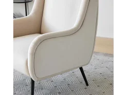 Moderne Loungestoel - Enkele Bank Met Armleuningen - Metalen Poten - Beige-ModernLuxe