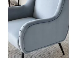 Moderne Loungestoel - Enkele Bank Met Armleuningen - Metalen Poten - Hemelsblauw-ModernLuxe Clearance