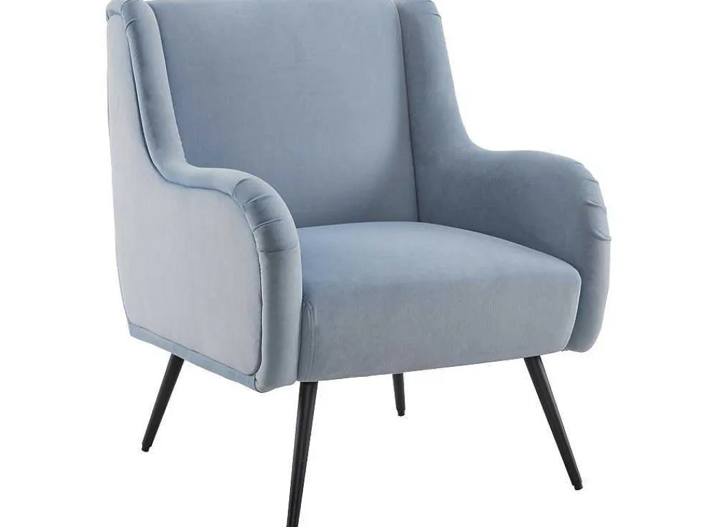 Moderne Loungestoel - Enkele Bank Met Armleuningen - Metalen Poten - Hemelsblauw-ModernLuxe Clearance