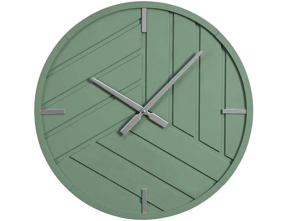 Moderne Wandklok - D. 50 Cm - Groen En Zilverkleurig - Herti-OZAIA New