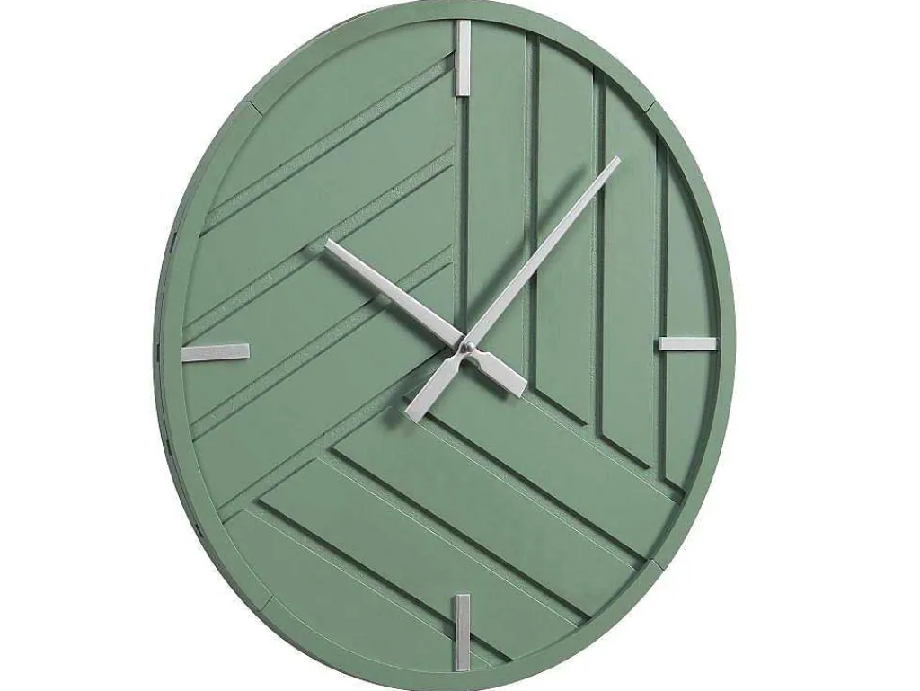 Moderne Wandklok - D. 50 Cm - Groen En Zilverkleurig - Herti-OZAIA New