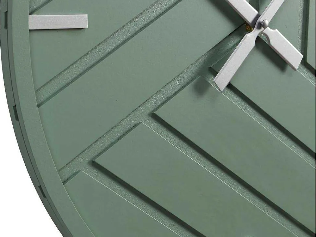 Moderne Wandklok - D. 50 Cm - Groen En Zilverkleurig - Herti-OZAIA New
