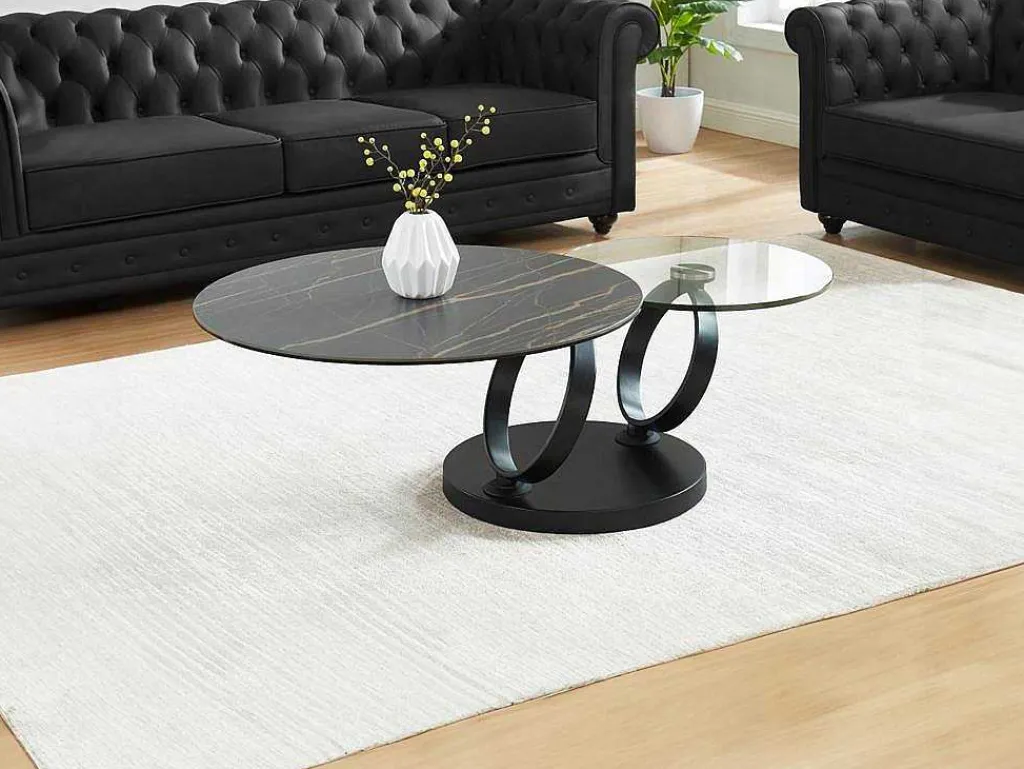 Moduleerbare Design-Salontafel Van Gehard Glas En Keramiek Joline-Maison Céphy Discount