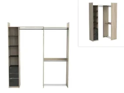 Moduleerbare Kleerkast Hoek Of Recht - L200 Cm - Kleur: Naturel En Zwart - Emilyo-Vente-unique Clearance