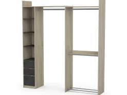 Moduleerbare Kleerkast Hoek Of Recht - L200 Cm - Kleur: Naturel En Zwart - Emilyo-Vente-unique Clearance