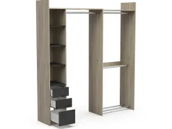 Moduleerbare Kleerkast Hoek Of Recht - L200 Cm - Kleur: Naturel En Zwart - Emilyo-Vente-unique Clearance