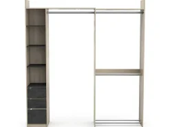 Moduleerbare Kleerkast Hoek Of Recht - L200 Cm - Kleur: Naturel En Zwart - Emilyo-Vente-unique Clearance