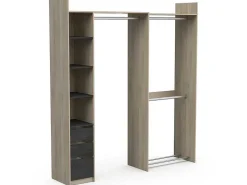Moduleerbare Kleerkast Hoek Of Recht - L200 Cm - Kleur: Naturel En Zwart - Emilyo-Vente-unique Clearance