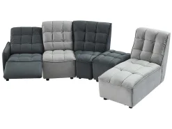 Moduleerbare Relaxhoekbank Van Fluweel - Lichtgrijs En Antraciet - Alford-Vente-unique Online