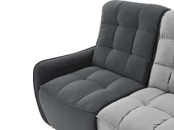 Moduleerbare Relaxhoekbank Van Fluweel - Lichtgrijs En Antraciet - Alford-Vente-unique Online