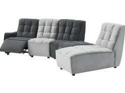 Moduleerbare Relaxhoekbank Van Fluweel - Lichtgrijs En Antraciet - Alford-Vente-unique Online