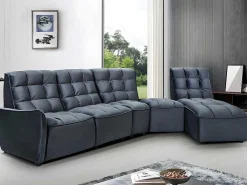 Moduleerbare Relaxhoekbank Van Fluweel - Antraciet - Alford-Vente-unique