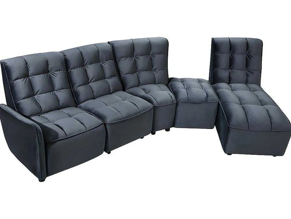 Moduleerbare Relaxhoekbank Van Fluweel - Antraciet - Alford-Vente-unique