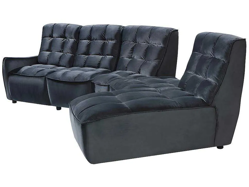 Moduleerbare Relaxhoekbank Van Fluweel - Antraciet - Alford-Vente-unique