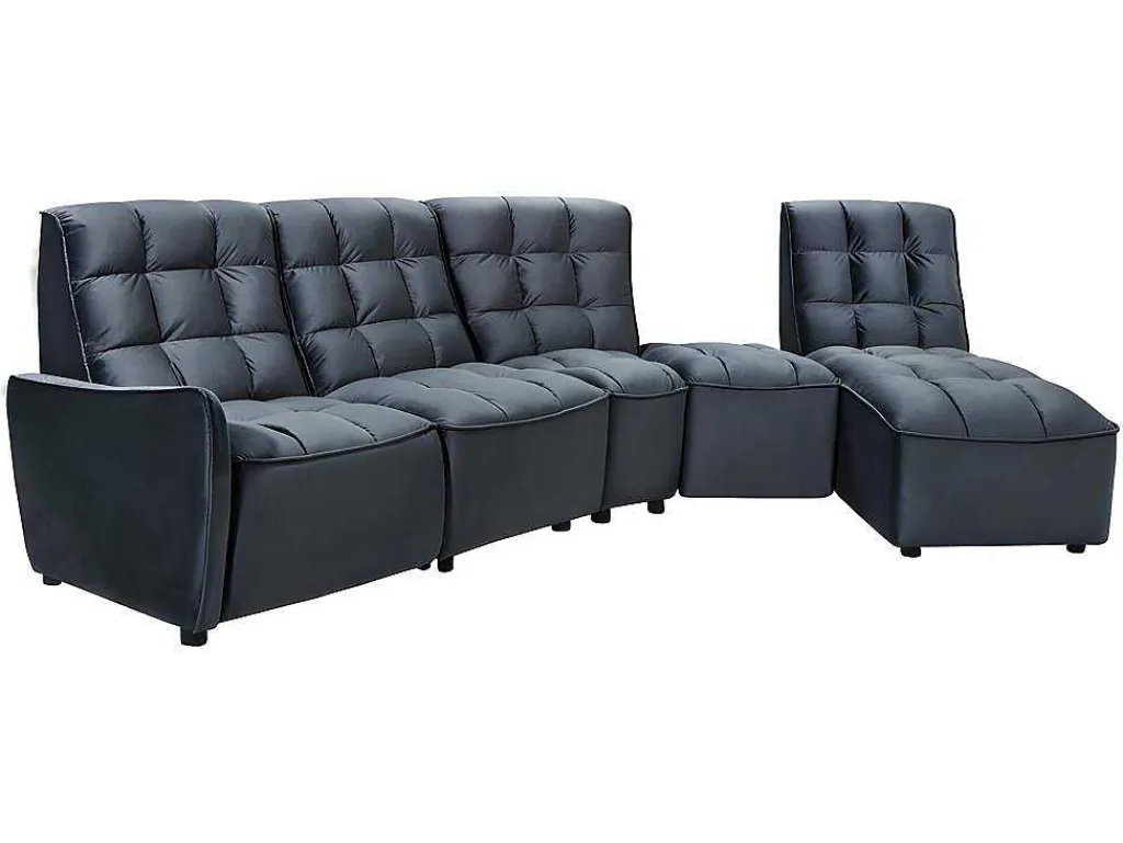 Moduleerbare Relaxhoekbank Van Fluweel - Antraciet - Alford-Vente-unique