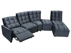Moduleerbare Relaxhoekbank Van Fluweel - Antraciet - Alford-Vente-unique