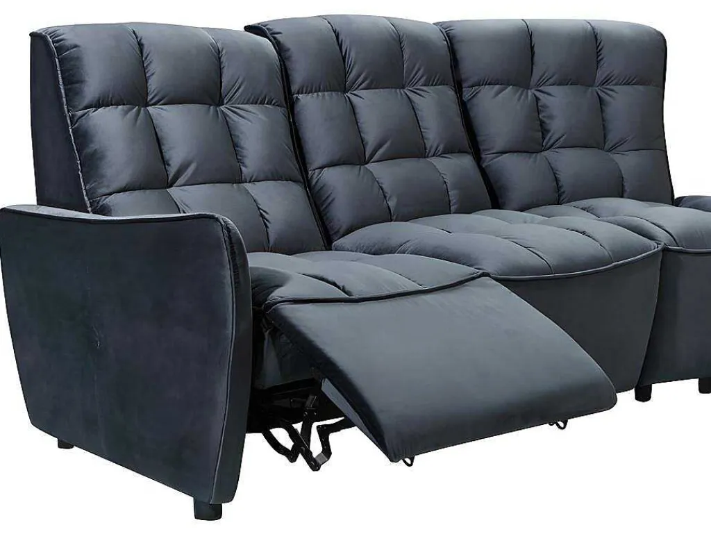 Moduleerbare Relaxhoekbank Van Fluweel - Antraciet - Alford-Vente-unique
