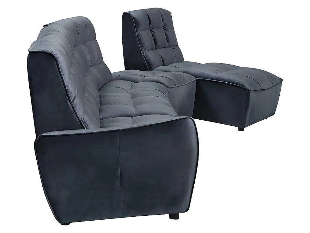 Moduleerbare Relaxhoekbank Van Fluweel - Antraciet - Alford-Vente-unique