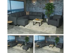 Moncalieri Bankstel (2-Delig), Donkergrijs-Vente-unique Outlet
