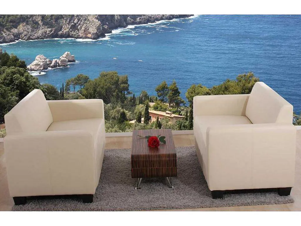 Moncalieri Bankstel (Set Van 2), Creme-Vente-unique