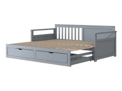 Multifunctioneel Onderschuifbed Van Massief Hout - 2 Laden Op Wielen - Grijs-ModernLuxe New