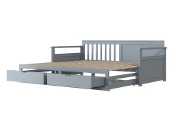 Multifunctioneel Onderschuifbed Van Massief Hout - 2 Laden Op Wielen - Grijs-ModernLuxe New