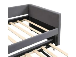 Multifunctioneel Onderschuifbed Met Opklapbed - 90X200 Cm - Linnen Stof - Grijs-ModernLuxe Best