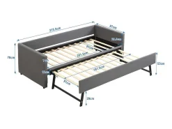 Multifunctioneel Onderschuifbed Met Opklapbed - 90X200 Cm - Linnen Stof - Grijs-ModernLuxe Best