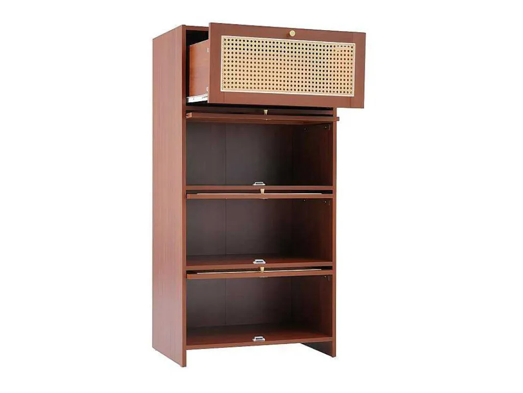 Multifunctioneel Rotan Opbergmeubel - 1 Lade En 3 Vakken - Bruin-ModernLuxe Hot