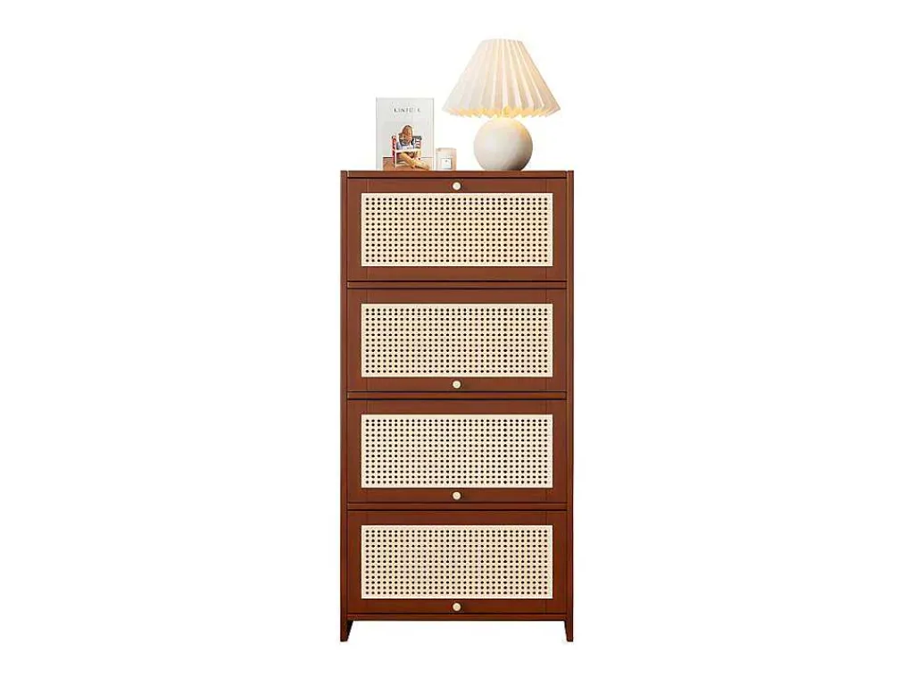 Multifunctioneel Rotan Opbergmeubel - 1 Lade En 3 Vakken - Bruin-ModernLuxe Hot