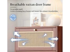 Multifunctioneel Rotan Opbergmeubel - 1 Lade En 3 Vakken - Bruin-ModernLuxe Hot